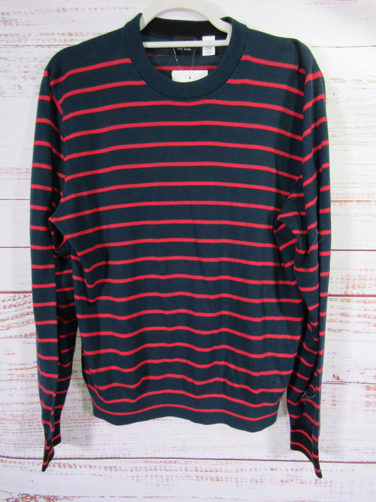 Paul Smith Men's Blueish Green Red Stripe Pullover Crew Neck Sweater Size L