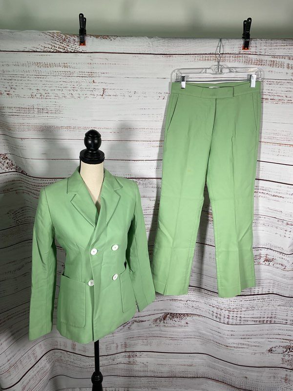 Sandro Paris Women’s Mint Green 2 Piece Suit Jacket & Pants Size 36