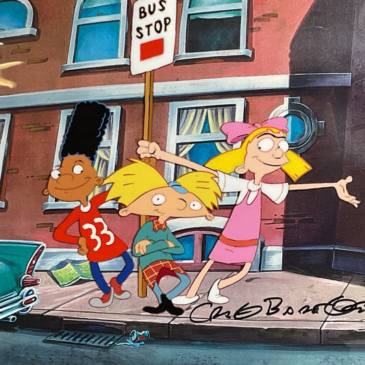Signed CRAIG BARTLETT "Hey Arnold" Handpainted Cell Overlay Litho Print