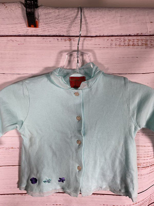Kenzo Jungle Kid's Button Cotton Blue Floral Embroidered Sweater Size 12M