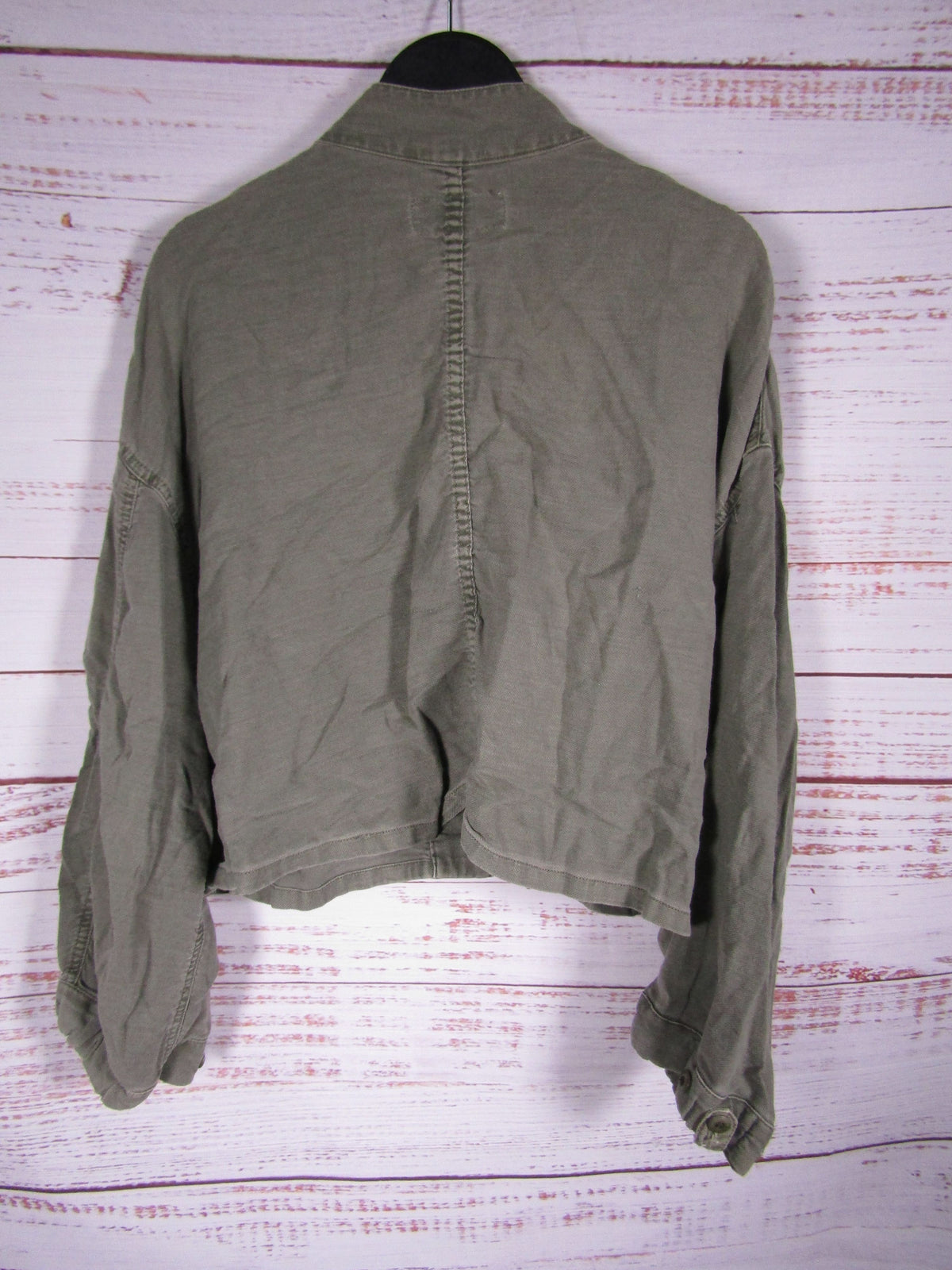 The Great. Women's Olive Cotton Linen Blend Shirt Jacket Size 0