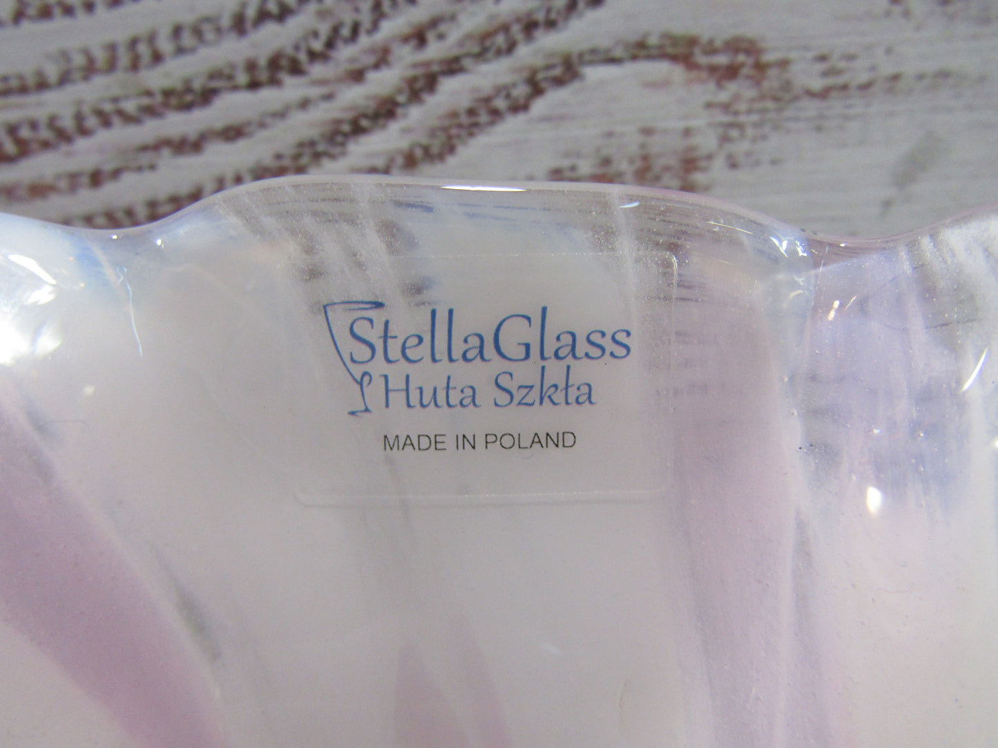 Stella Glass Handcrafted White & Pink Glass Vase Made in Poland