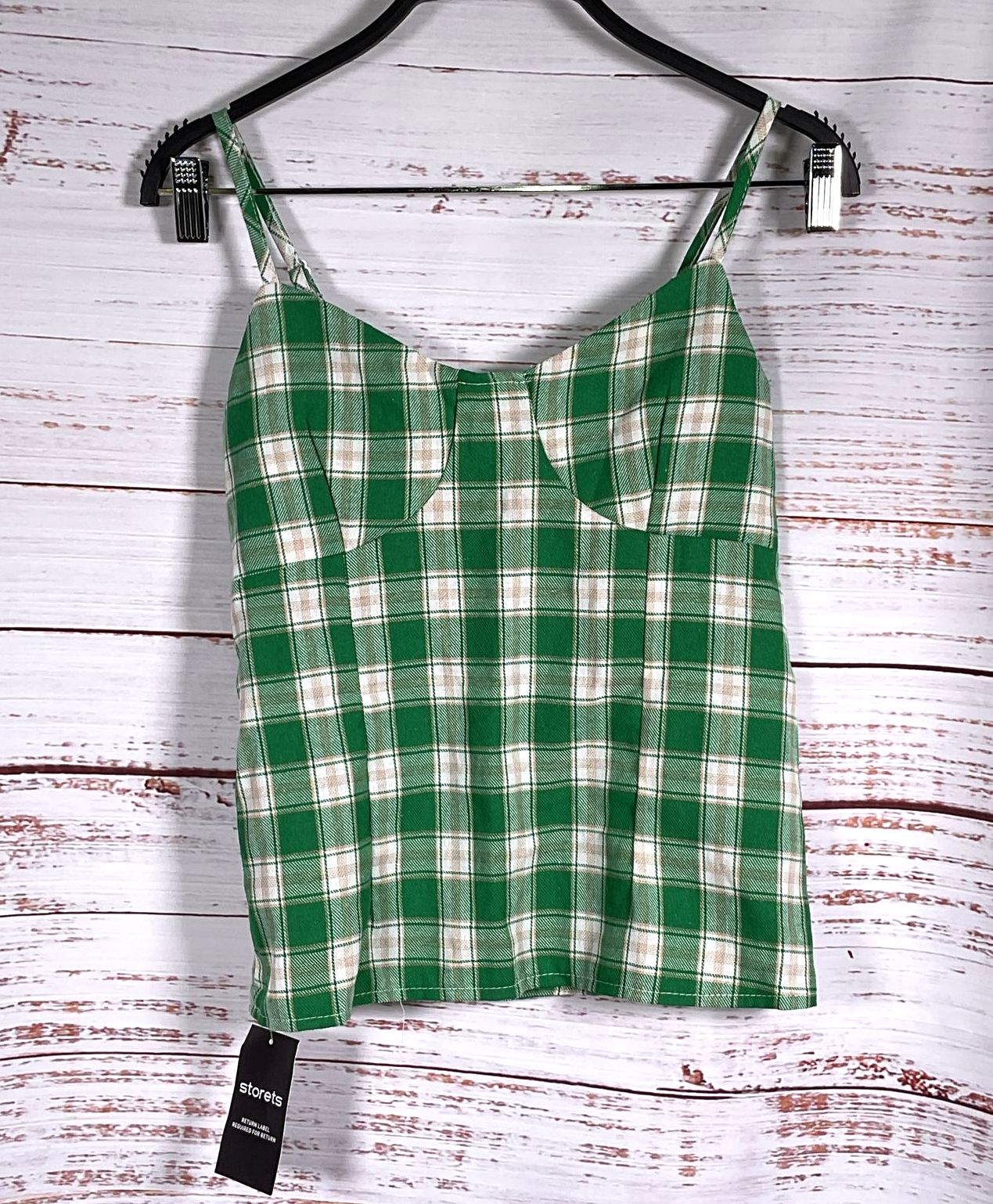 Storets Gingham Print 2 Set Top Green S