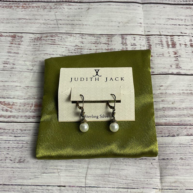 NWT Judith & Jack Sterling Silver, Marcasite, & Faux Pearl Drop Earrings 1.5"