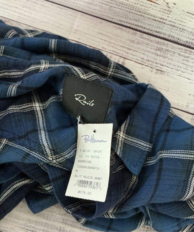 NWT Women's Rails Navy Plaid Dress Size M Retail $178