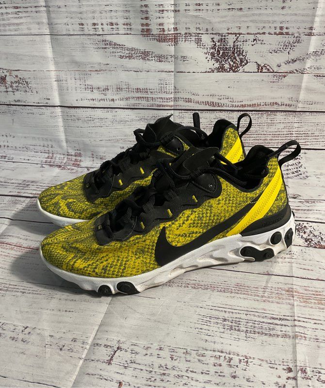 Nike React Element 55 Speed Women's 9.5 Yellow Snakeskin Shoes CT1551 700