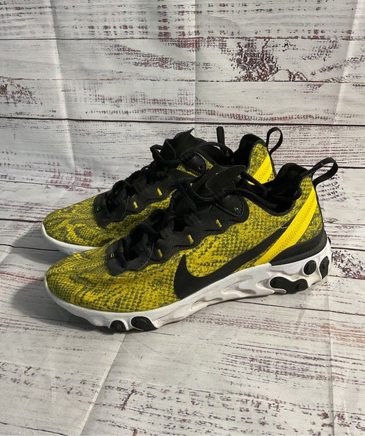 Nike React Element 55 Speed Women's 9.5 Yellow Snakeskin Shoes CT1551 700