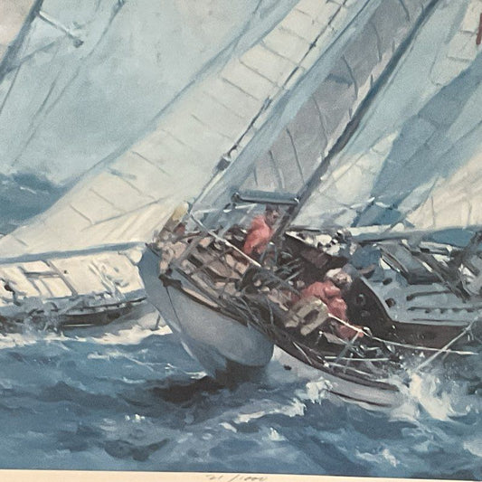 Pencil Signed RON R.S REDDICK "Windward Duel" Lithograph Print FRAMED 41"x31.25"