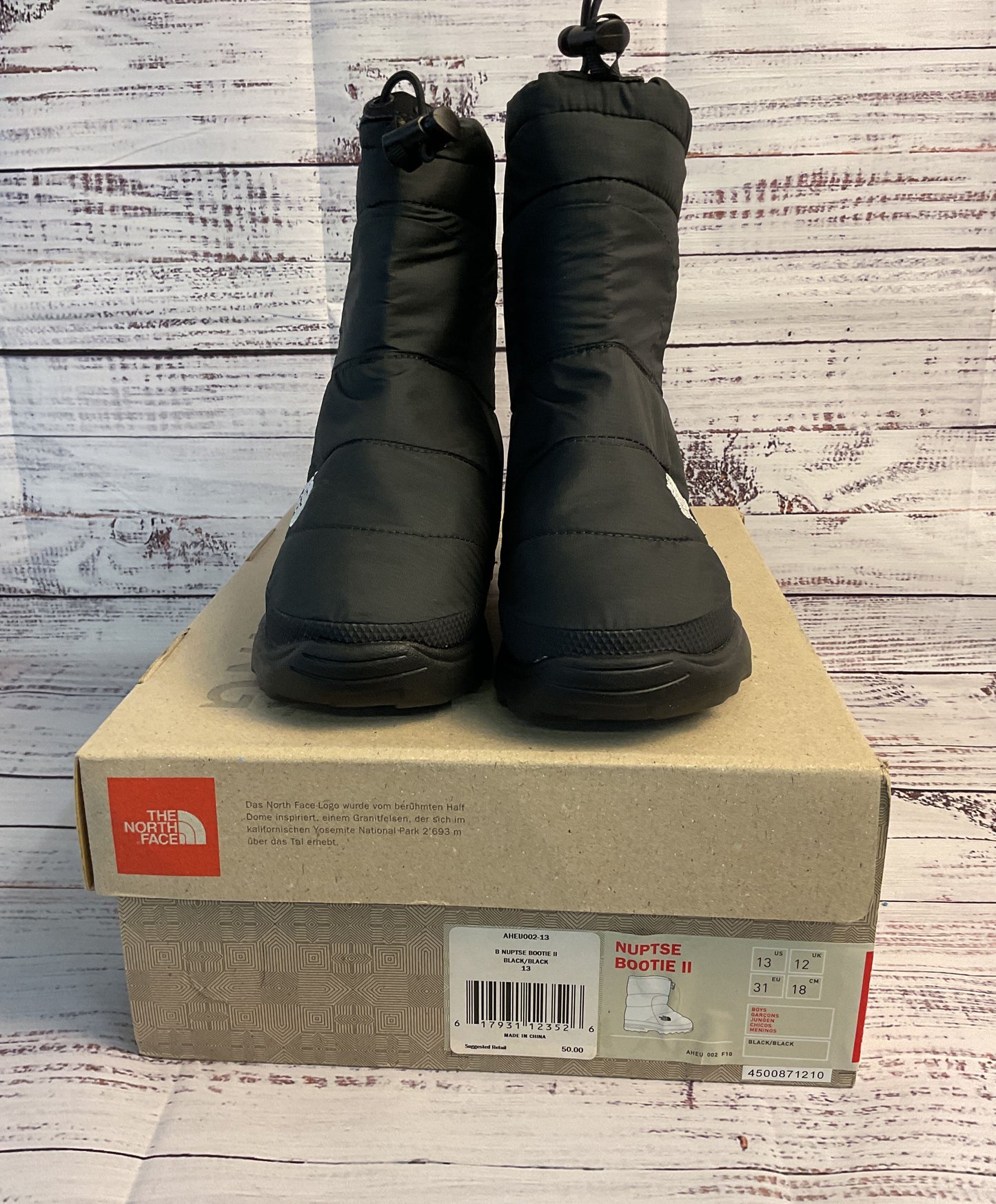The North Face Black Nuptse Bootie II Unisex Kids Size 13