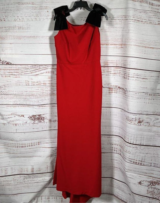NWT Women's Alberto Makali Red Long Dress with velvet bows Size 6