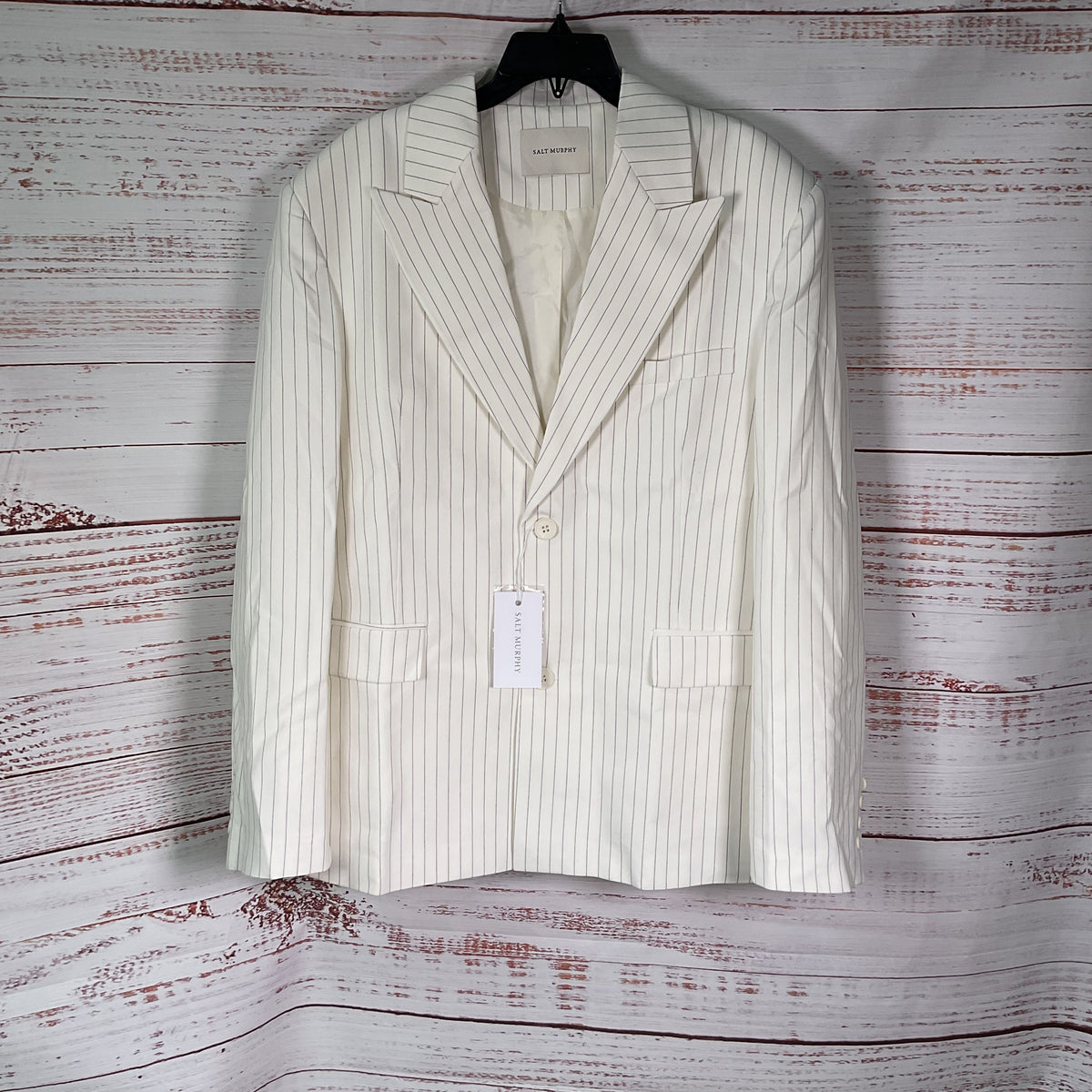 Salt Murphy White Pin Stripe Oversized Large Blazer Jacket - Size 38 New