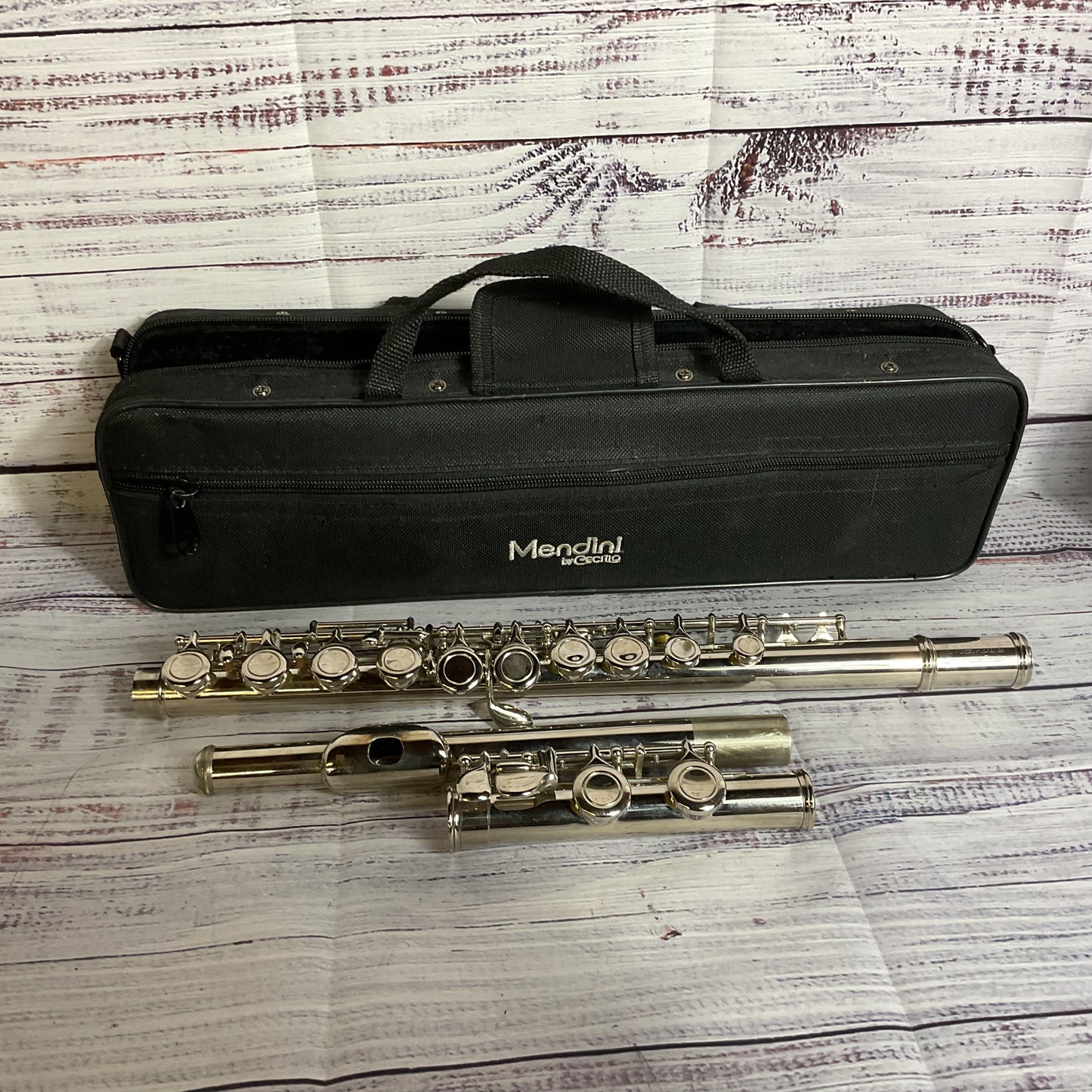 MENDINI by Cecillio Nickle Silver Student Flute with Soft Case