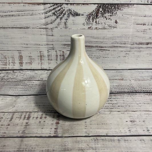 Vintage Jonathan Adler Happy Home Stripes Bulb Vase White/Tan