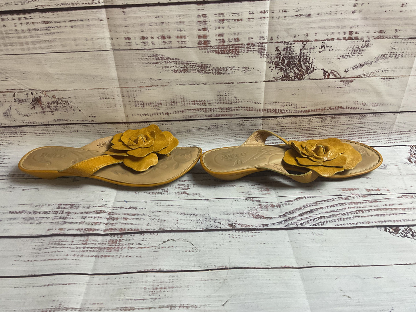 Born Yellow Slip-On Flower Sandal Women 6