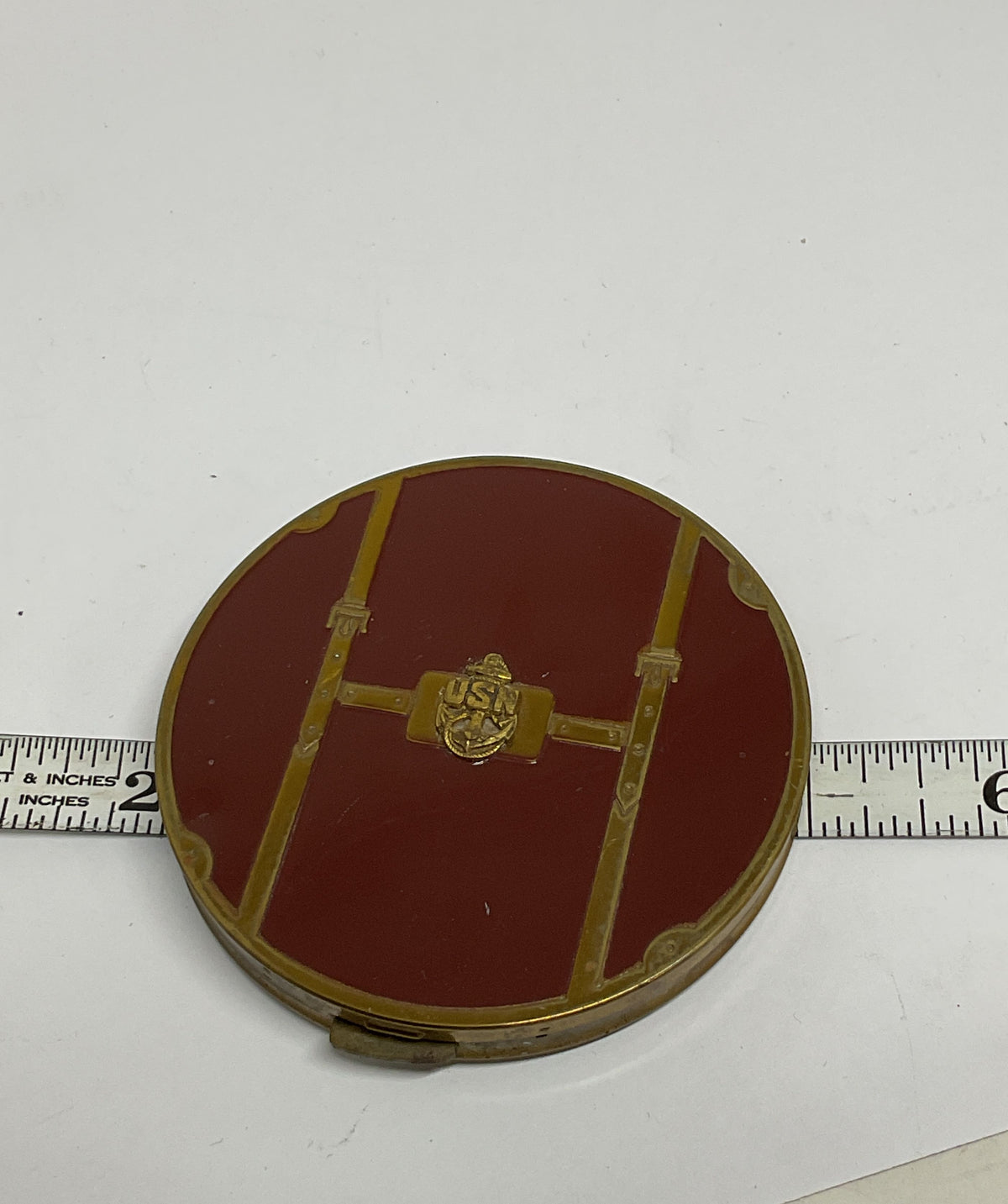 Vintage United States Navy Usn Makeup Compact Case With Mirror AS IS