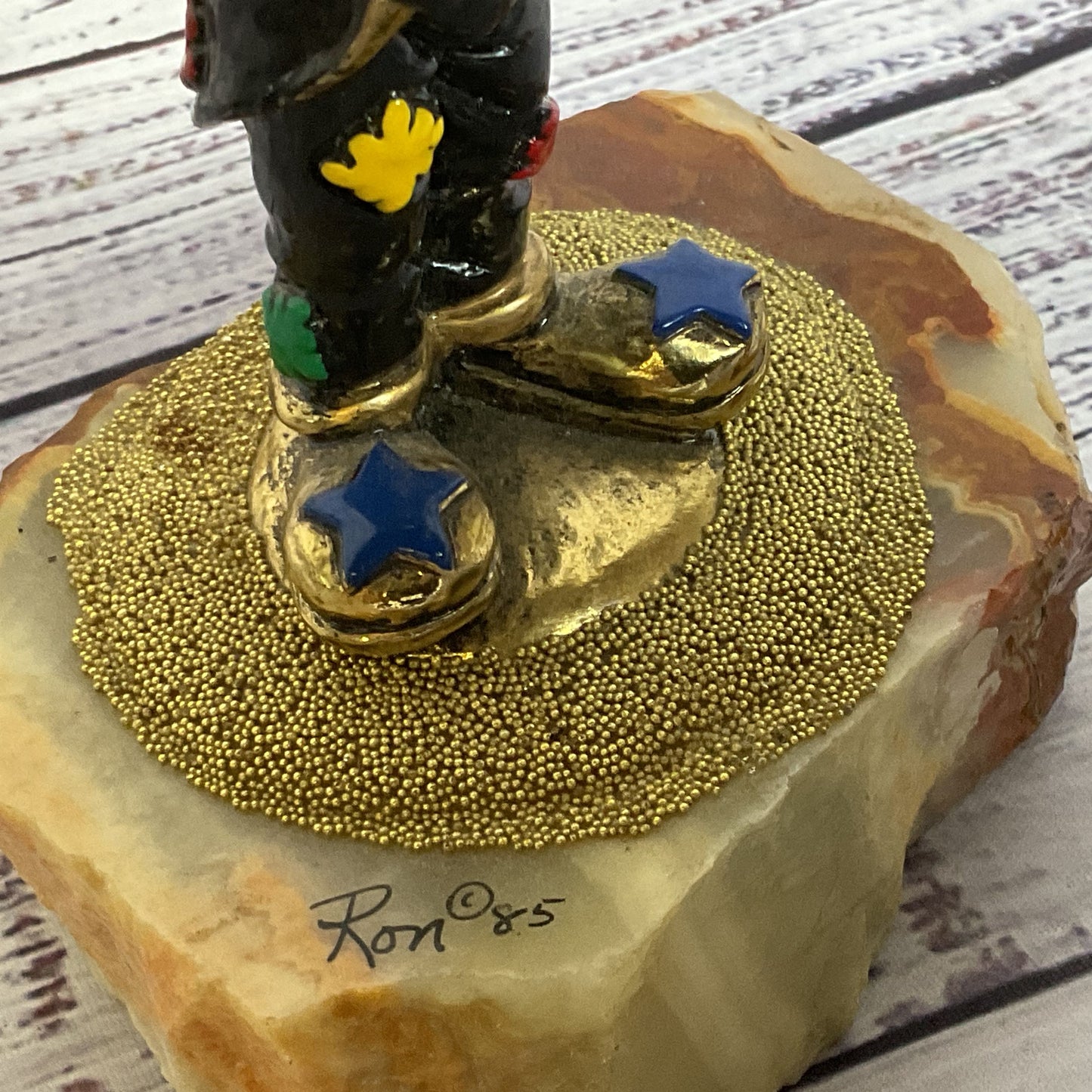 VTG. RON LEE 24k Gold Plated Clown with Balloons Sculpture 7"
