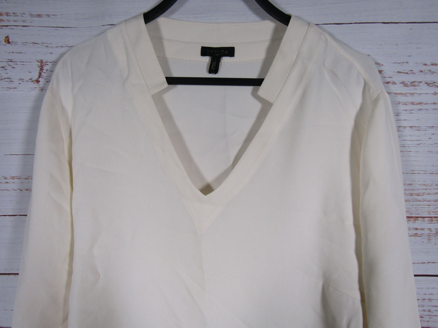 Escada Women's Off White V-Neck Blouse Size 46