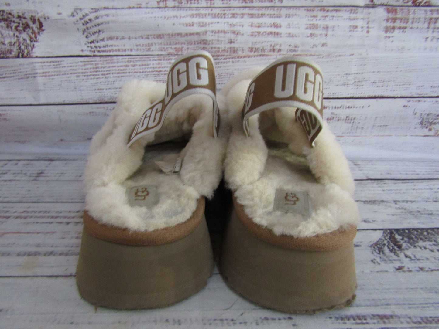 UGG Disco Women's Brown Suede Shearling Cross Sandals Size 8