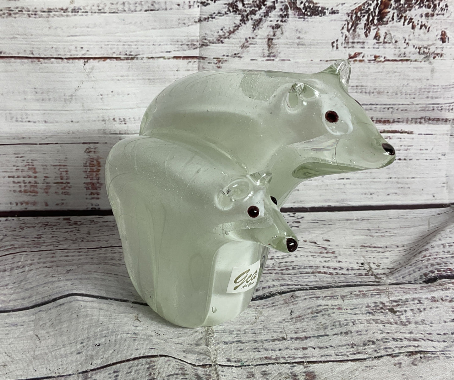 GCA Art Glass Polar Bear 5.5" Figurine Clear White