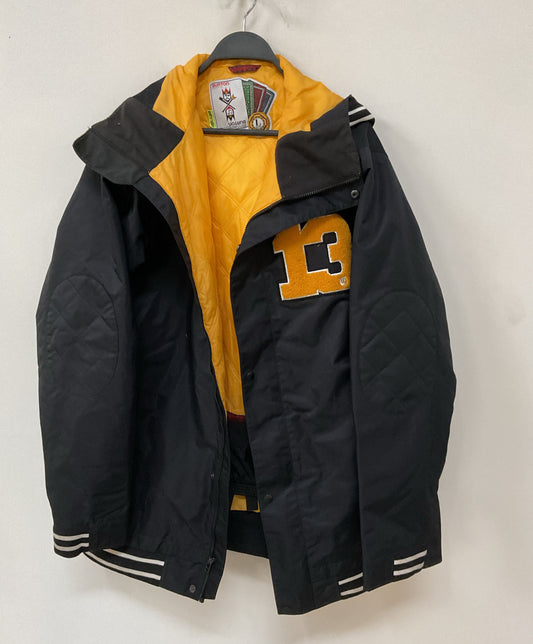 Men's Burton Black Nylon Varsity Jacket with hood Size L