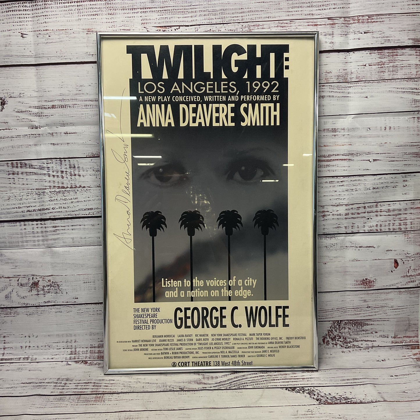 Twilight Los Angeles 1992 Broadway Window Card Poster Anna Deavere Smith Signed