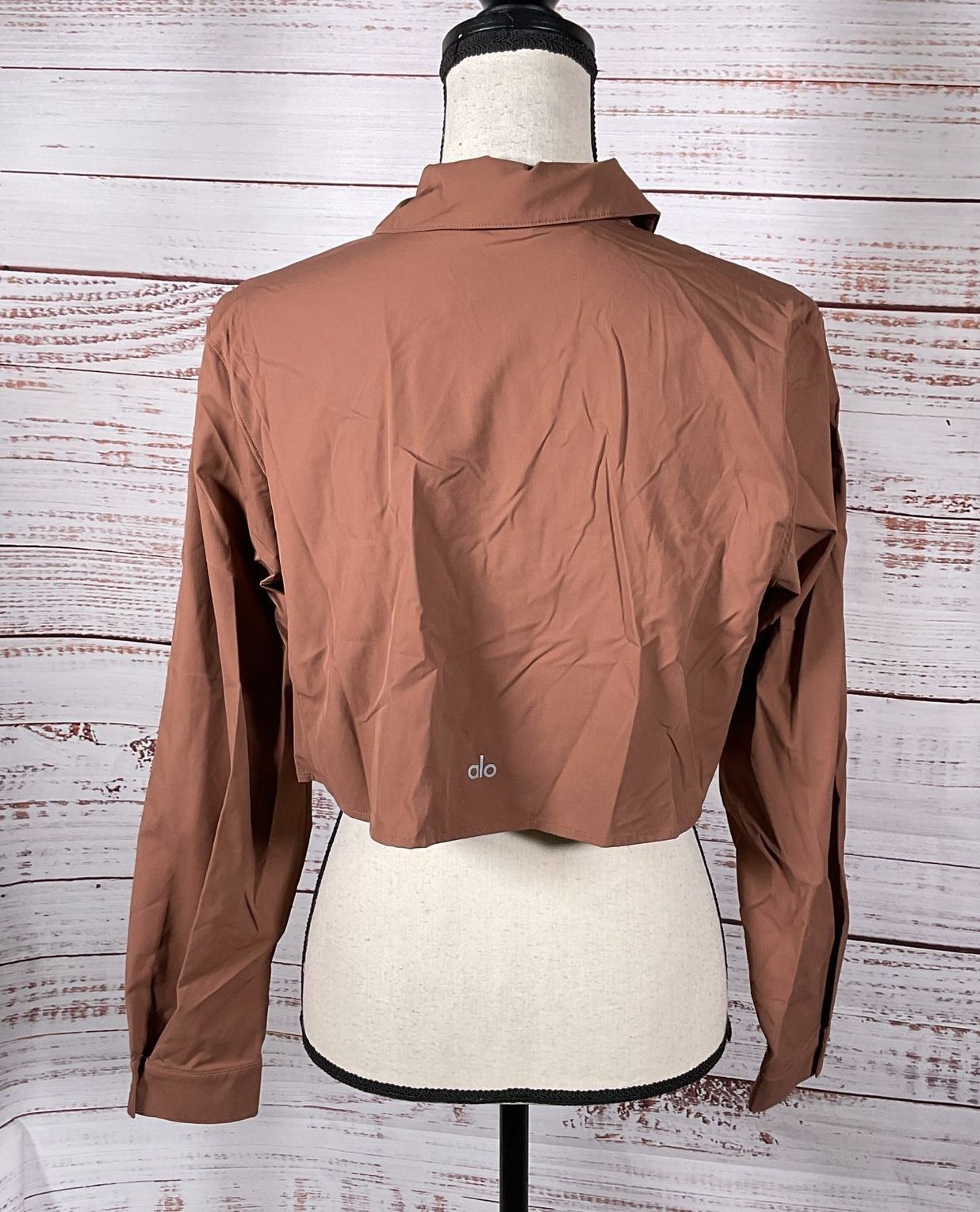 ALO Cropped Take Me Out Button Up Chestnut XS
