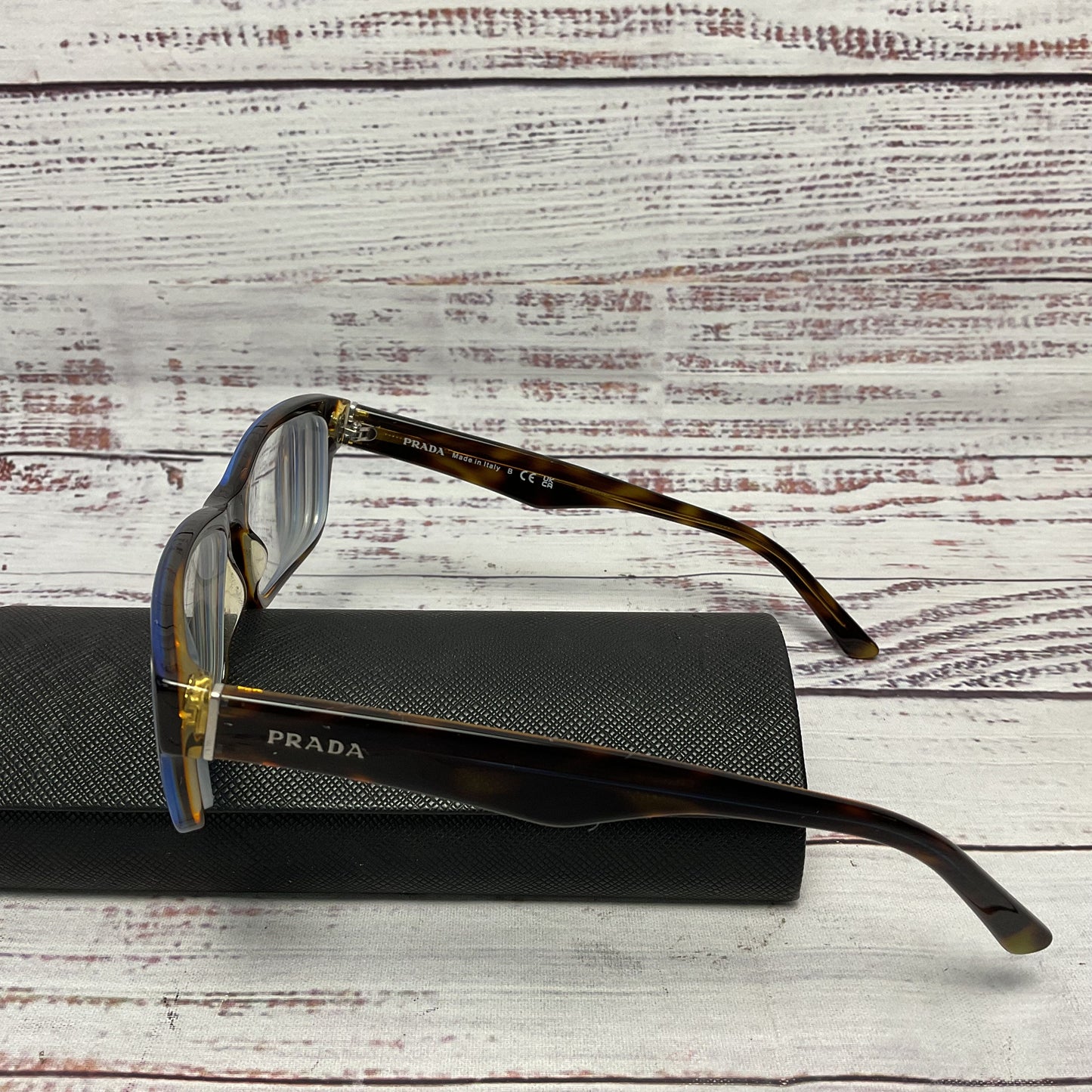 Prada VPR16M Brown Tortoiseshell Blue Overlay Glasses 55 16 Framed Case Only*