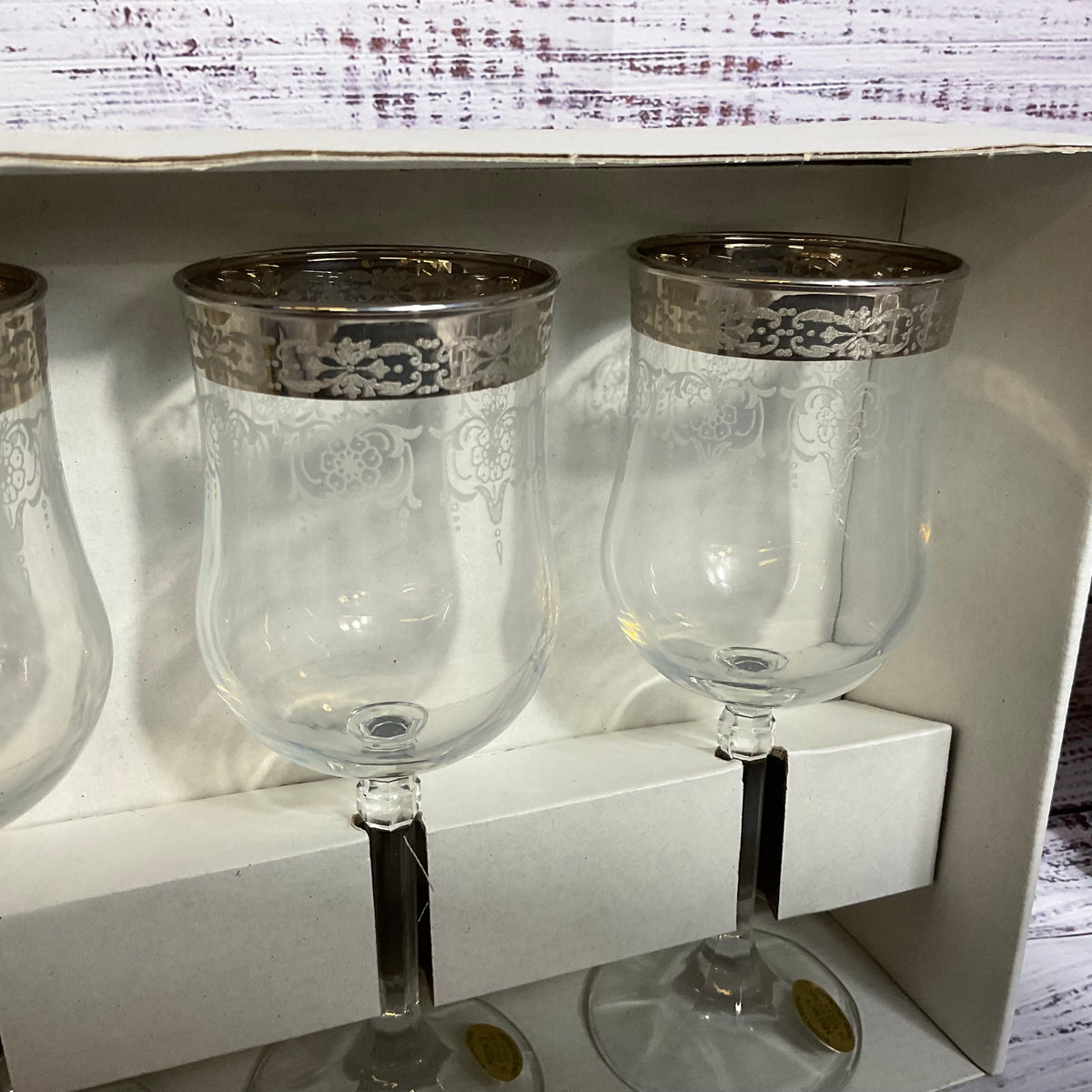NOB MEDICI 24k Goblet Wine Glassware- 4pc.