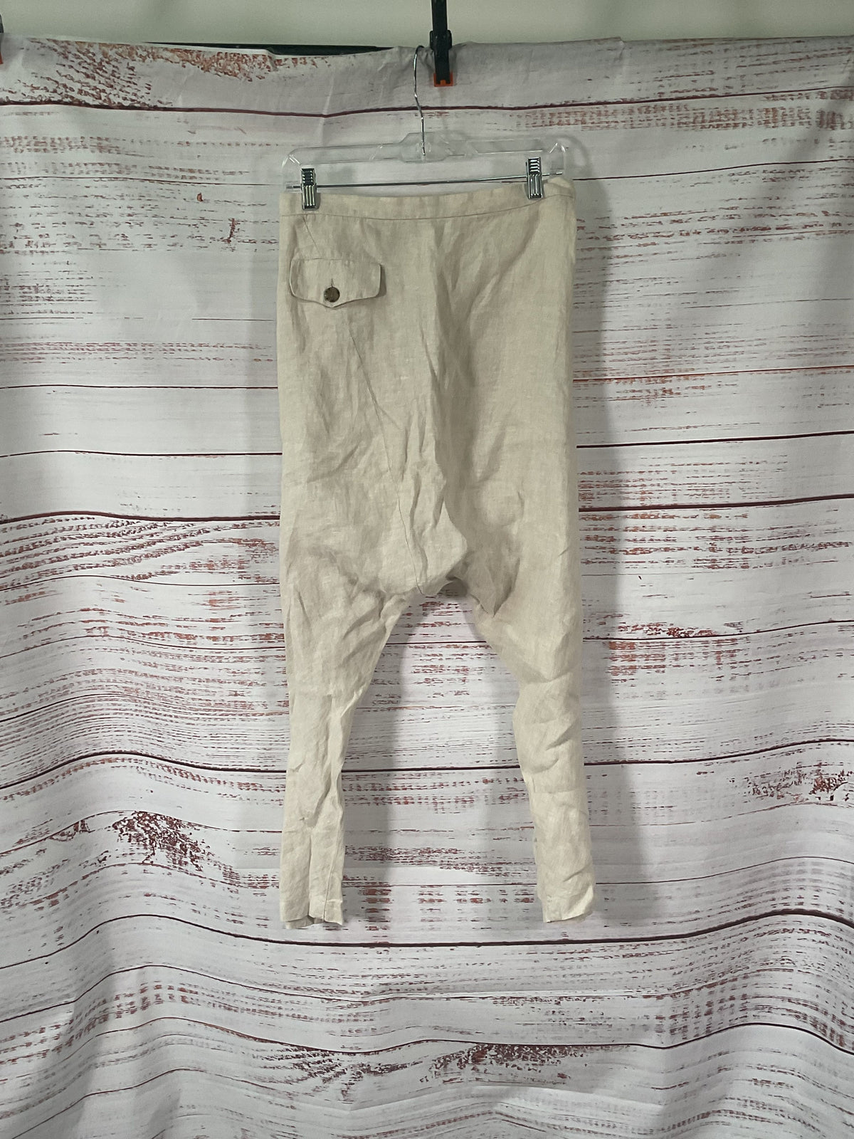 Rachel Comey Beige Linen Side Button Drop Pants - Size 2