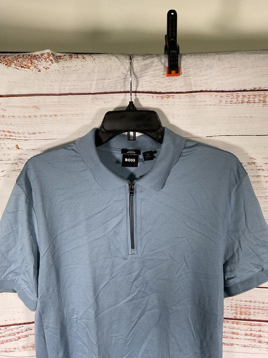 Hugo Boss Men's Polston 28 Blue Quarter Zip Polo Shirt Size XL Slim Fit