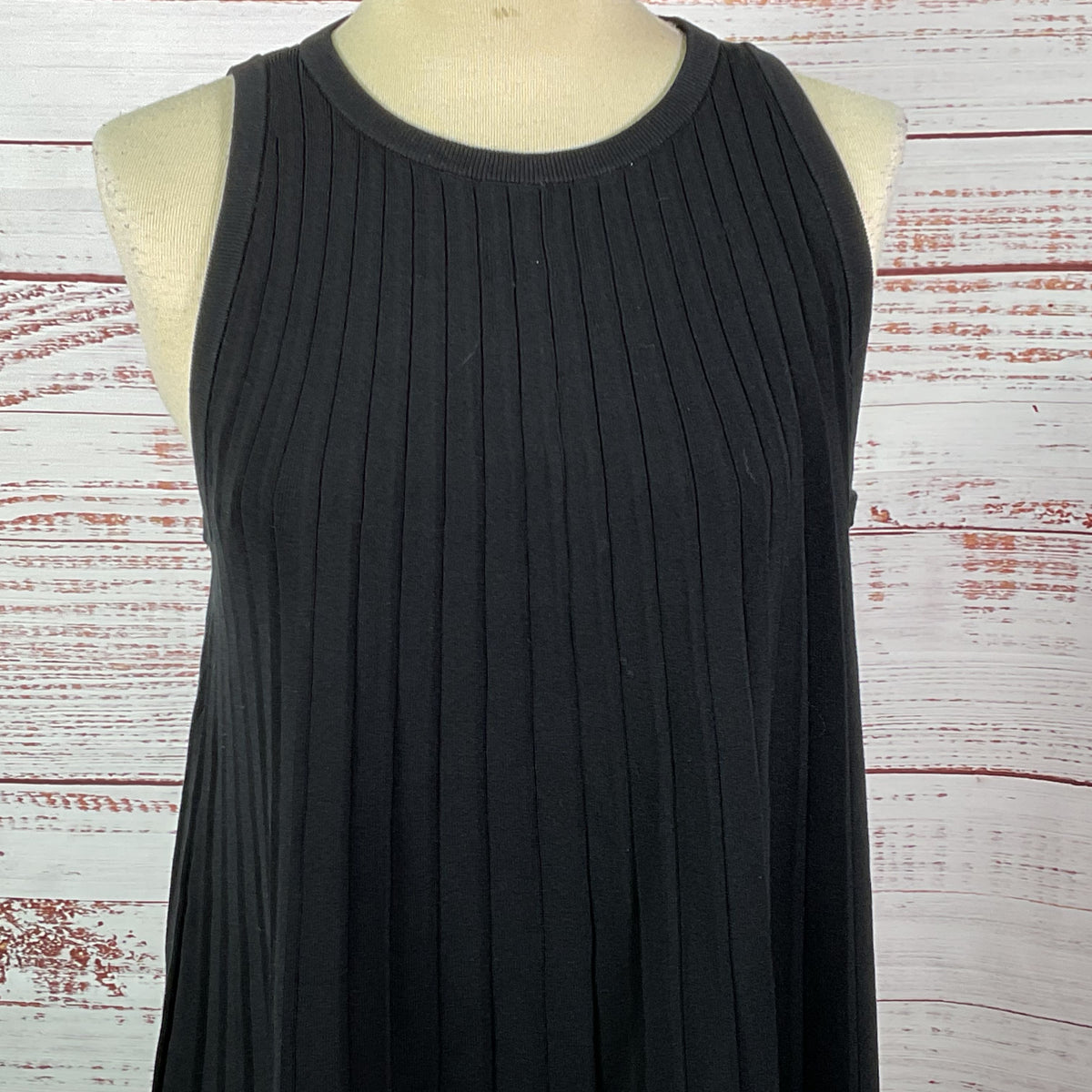 NWT COS Women's Black Knit Ribbed Tank Midi Dress- SZ L