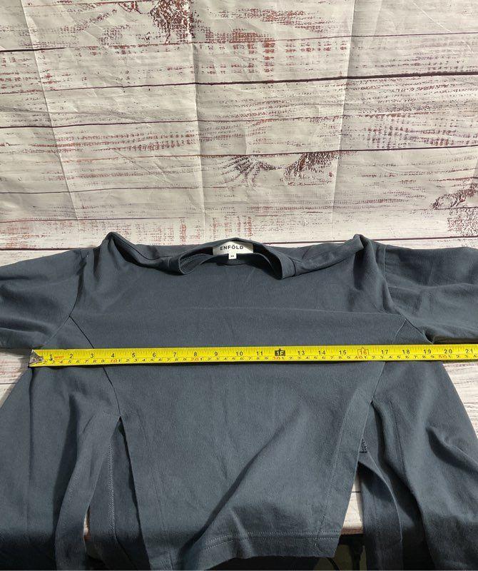 ENFOLD Women's Grey & Yellow Layer Long Sleeve Shirt Size 36 Made in Japan