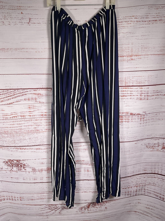 Maeve Blue Striped Drawstring Wide Leg Pants - Size M