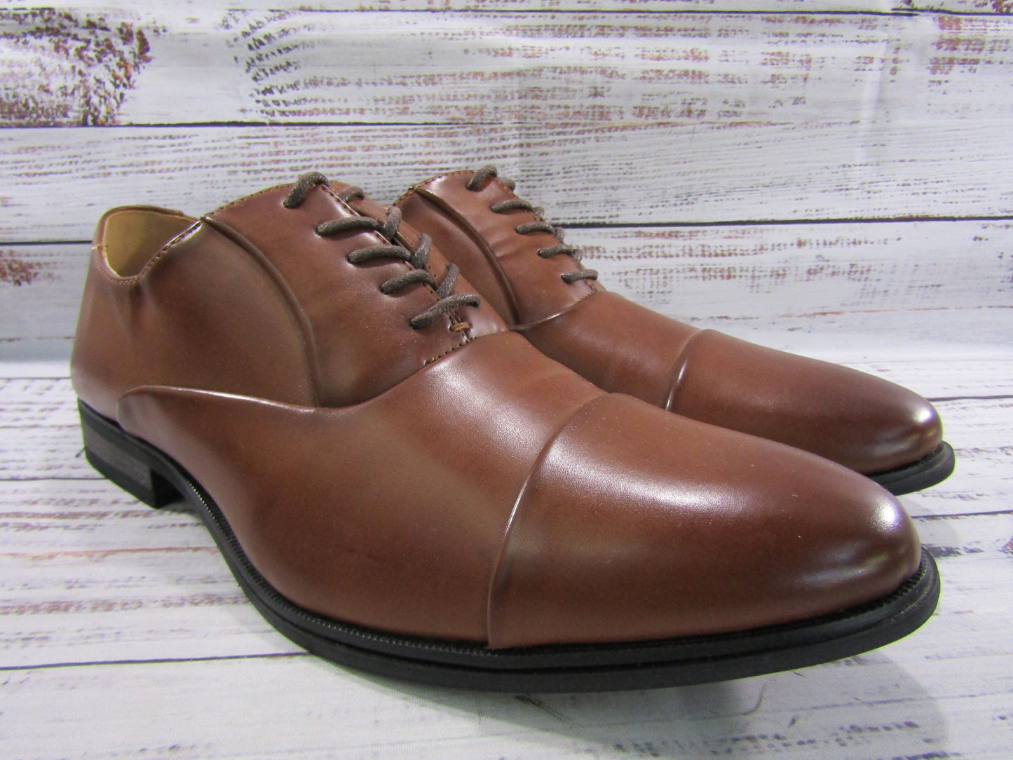 Kenneth Cole Kylar Men's Brown Leather Cap Toe Oxford Shoes Size 9.5