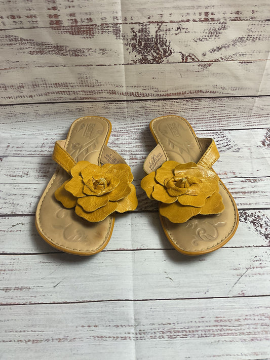 Born Yellow Slip-On Flower Sandal Women 6
