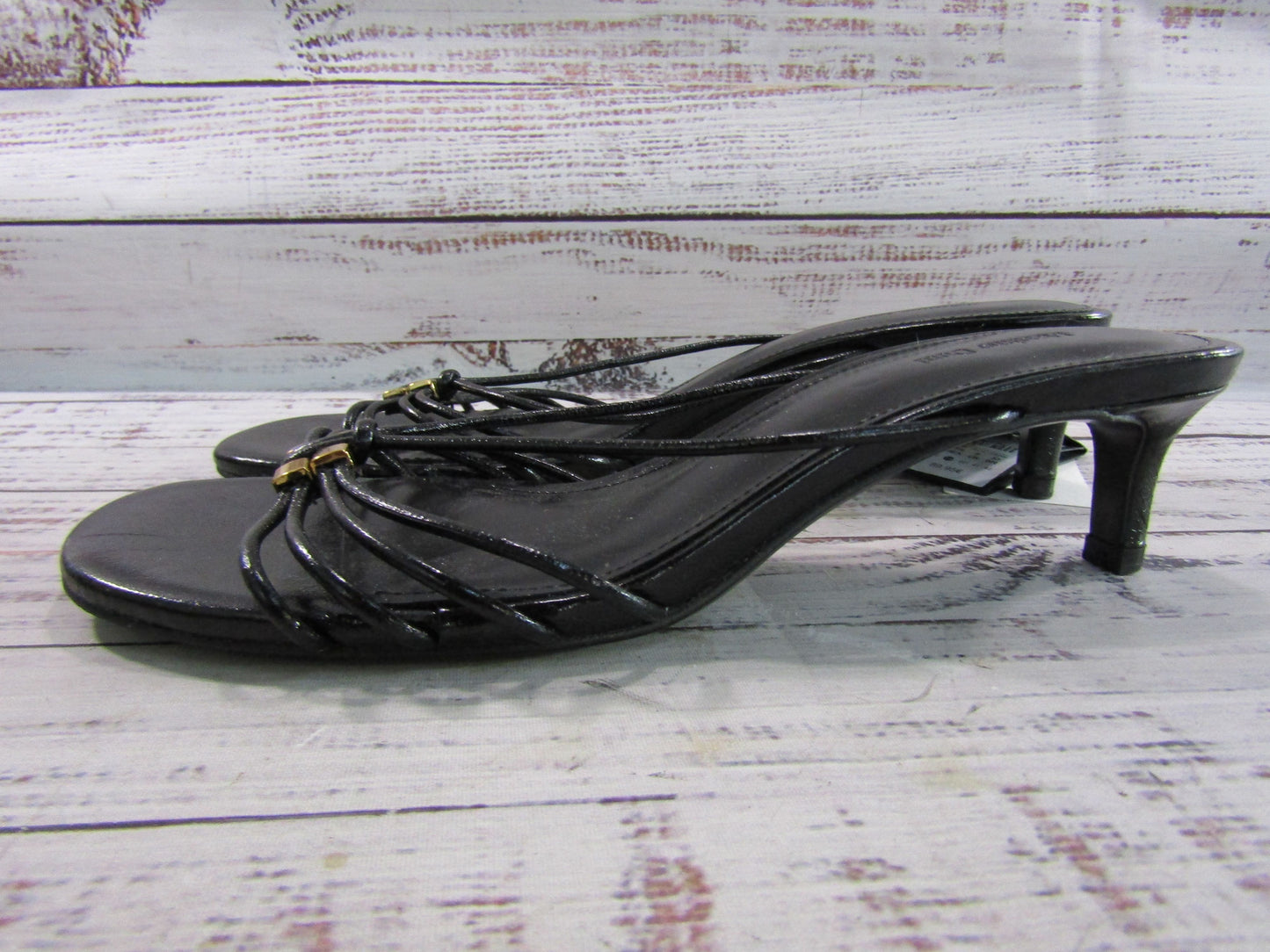 Massimo Dutti Women's Black Leather Strappy Heeled Sandals Size 39