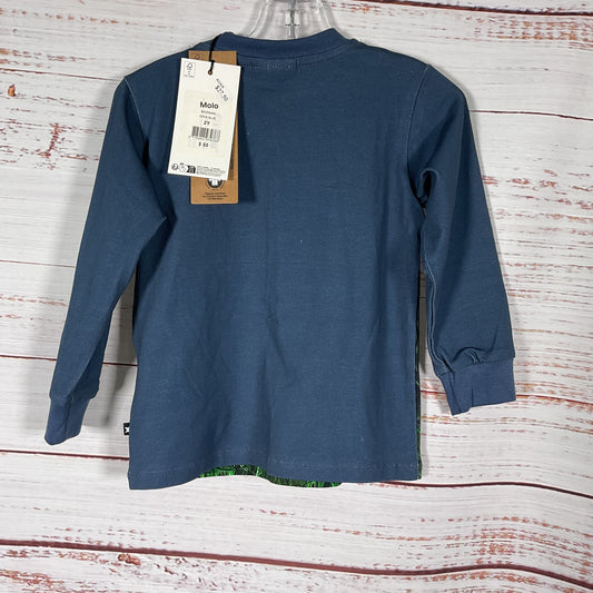 Molo Blue Weiner Dog Print Snap Button Closure Shoulder Baby Shirt - Size 2Y New