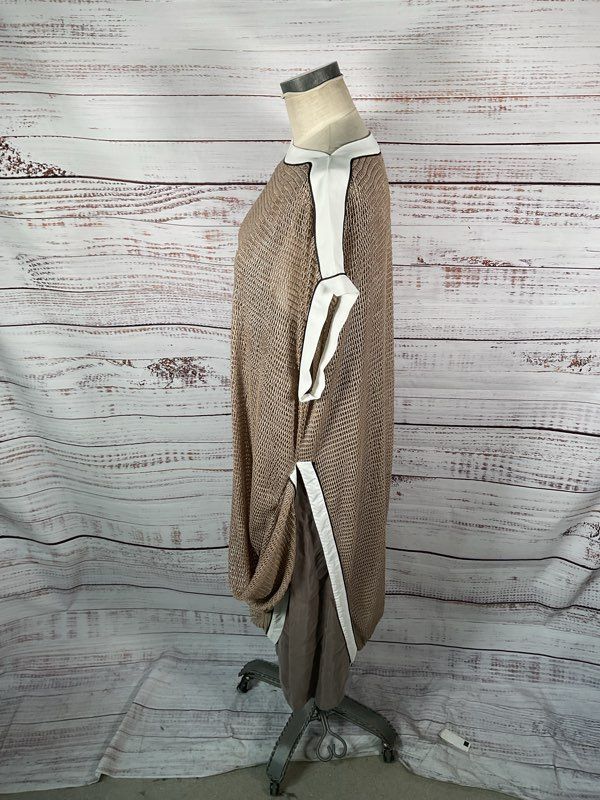 Ark Istanbul Women's Fish Scale Brown & White Midi Dress Size M Made in Turkey