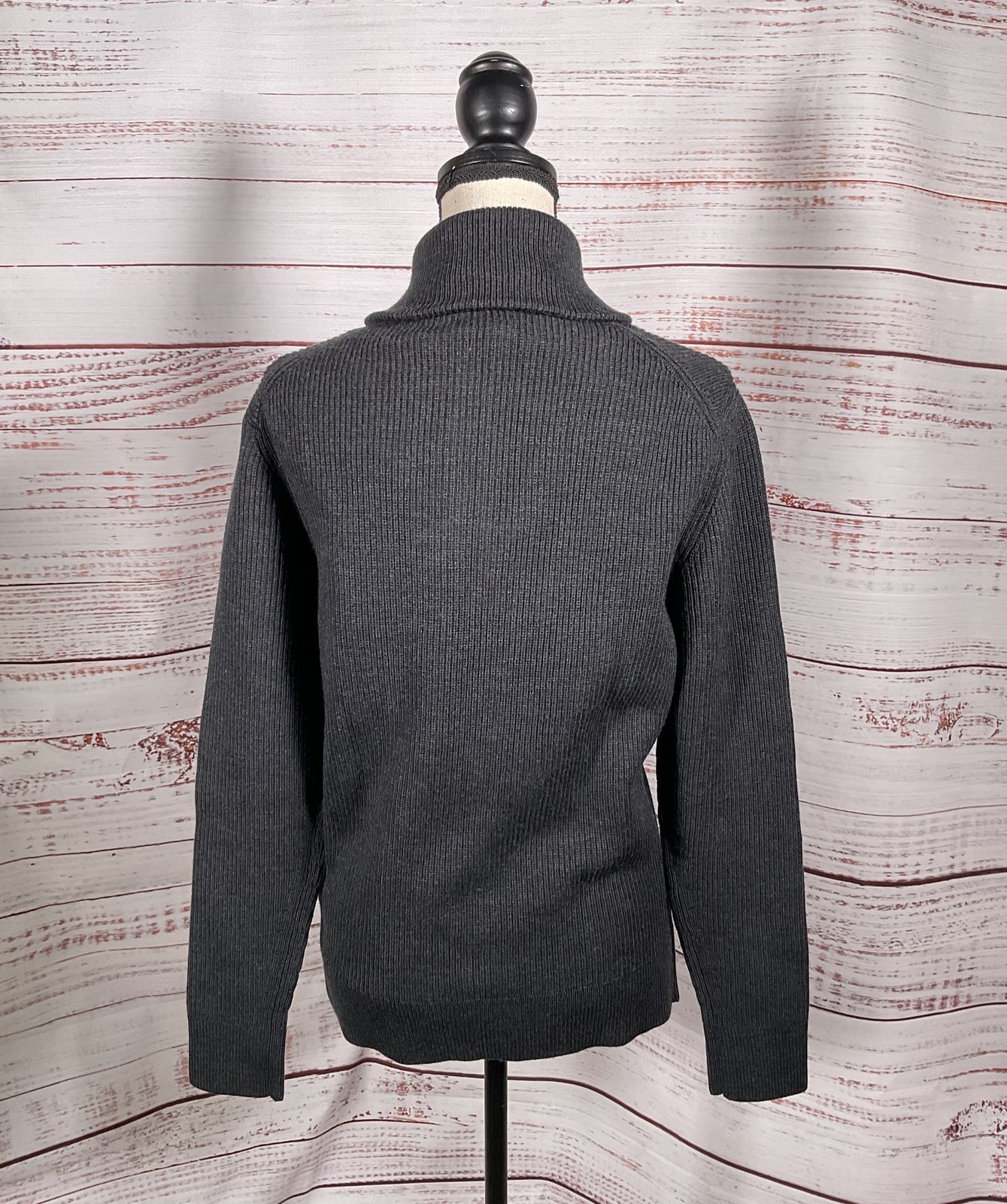 COS Wool Blend Ribbed Half-Zip Sweater Gray XS