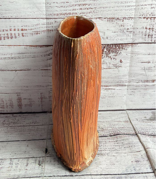 Douglas Casebeer Vintage Ceramic 8.5" Vase Orange Red
