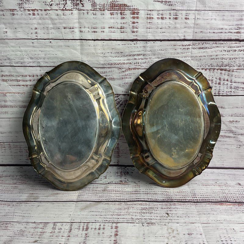Set Of 2 Vintage Gorham Silver Plated 10" Ornate Oval Serving Bowls