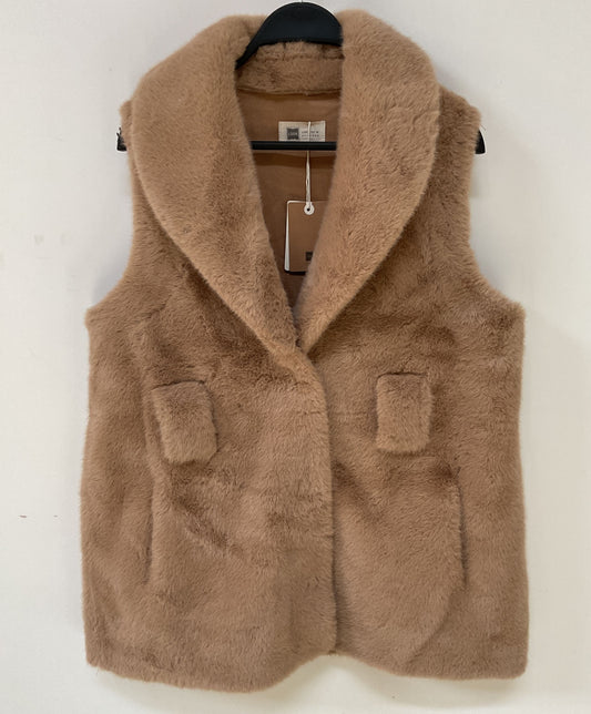 Look by M Women's Brown Faux Fur Vest One Size