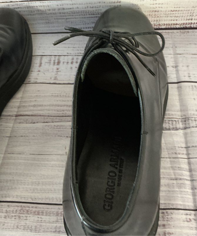 Men's Giorgio Armani Black Oxford Lace Up Shoes Size 9.5