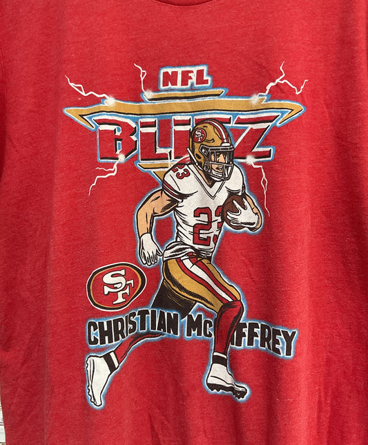 Homage NFL Blitz San Francisco 49ers Christian McCaffrey T-Shirt Size M