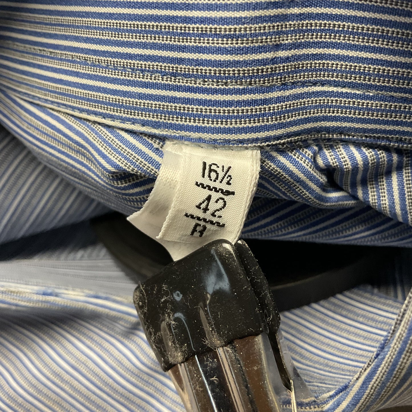 Armani Collezioni Blue White Stripe Button Up Long Sleeve Dress Shirt 16.5 42 R