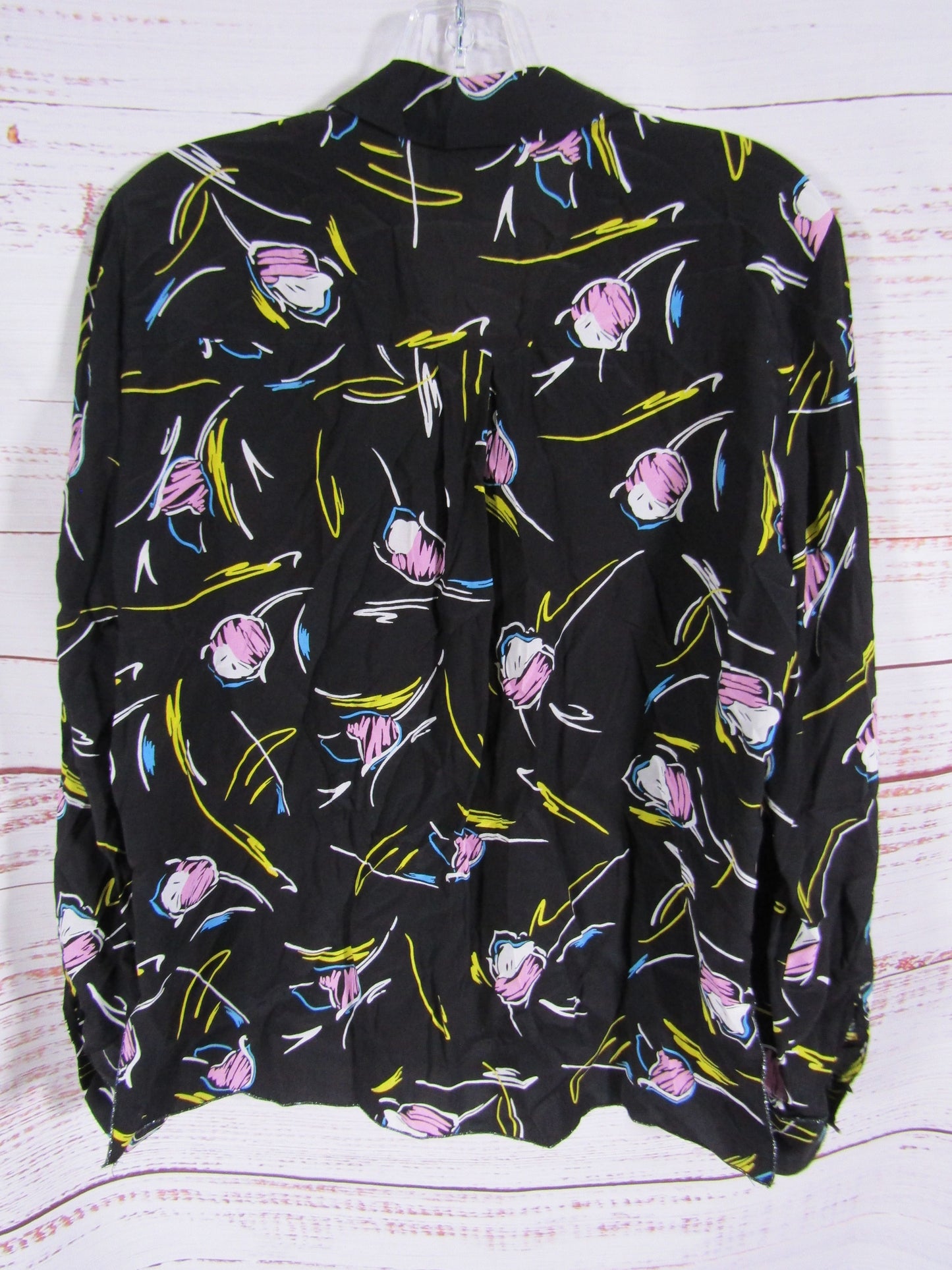 Bimba y Lola Women's Black Tulip Flower Blouse Size S