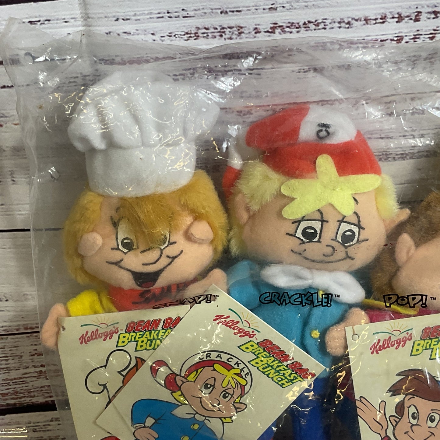 NEW VTG. Set of 3 Crackle & Design Kelloggs Collectible Plush Toys- 7"