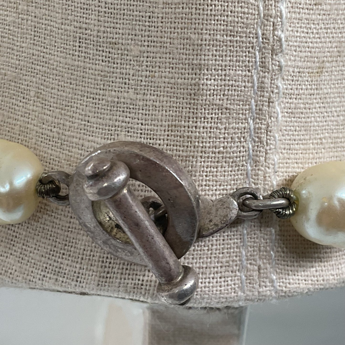 VTG. CAROLEE Sterling Silver & Faux Pearl Necklace- 17"