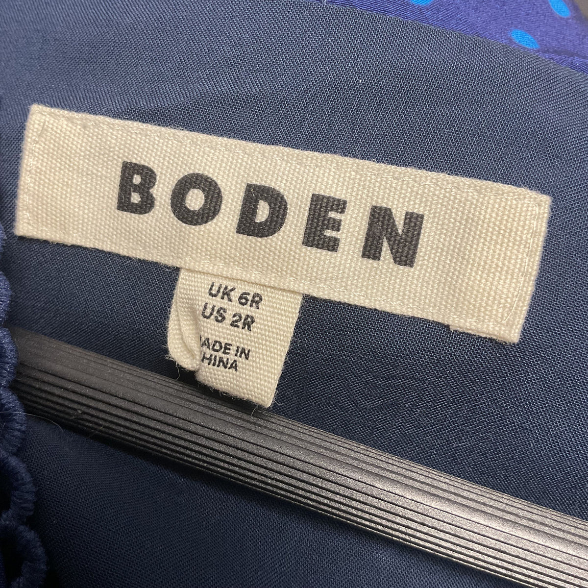 Boden Navy Blue Light Blue Polka Dot Short Sleeve Dress - Size 2R