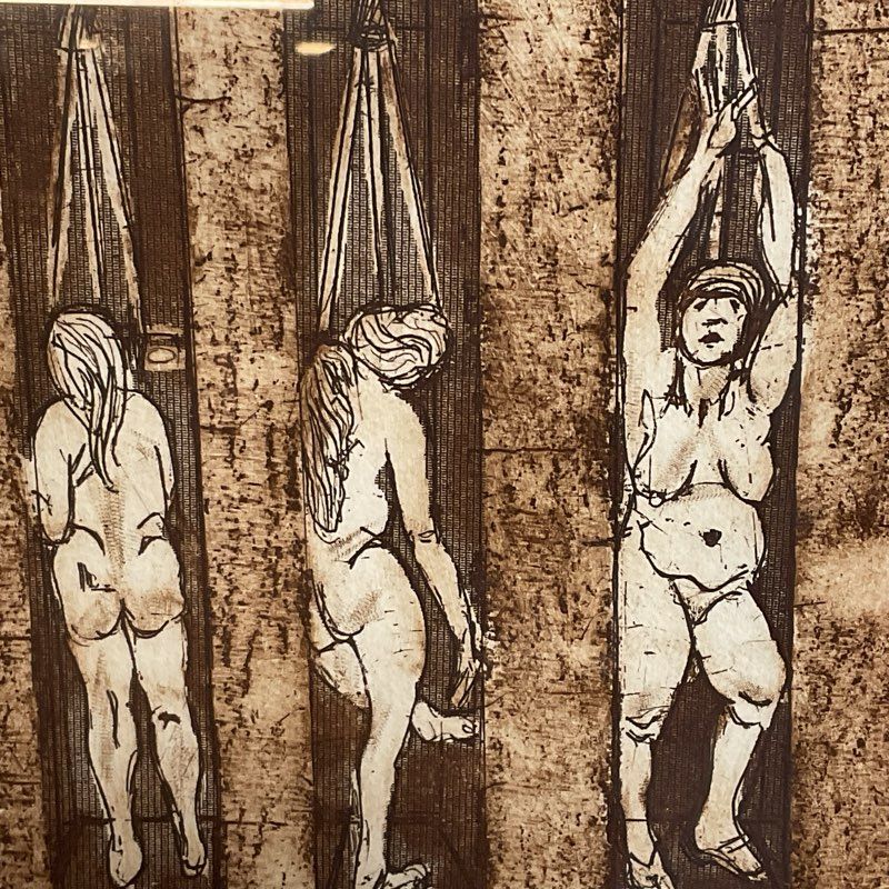 Pencil Signed ELAINE GEISINGER "Three Women Showering" Lithograph/Print